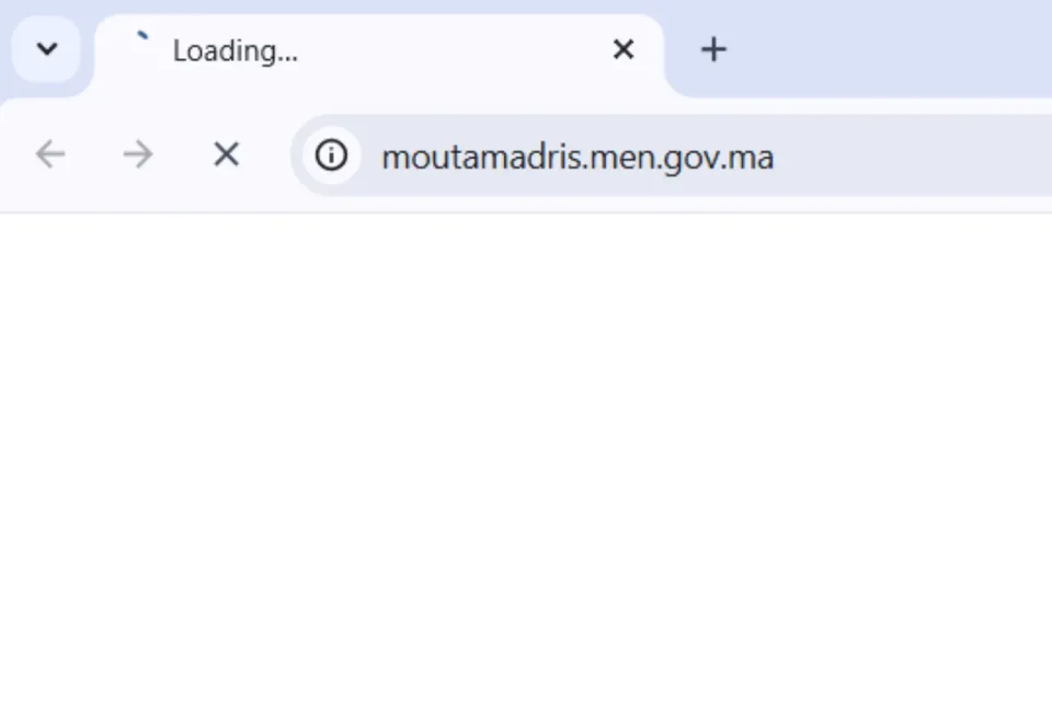 شريط عنوان المتصفح وهو يعرض الموقع الرسمي moutamadris.men.gov.ma