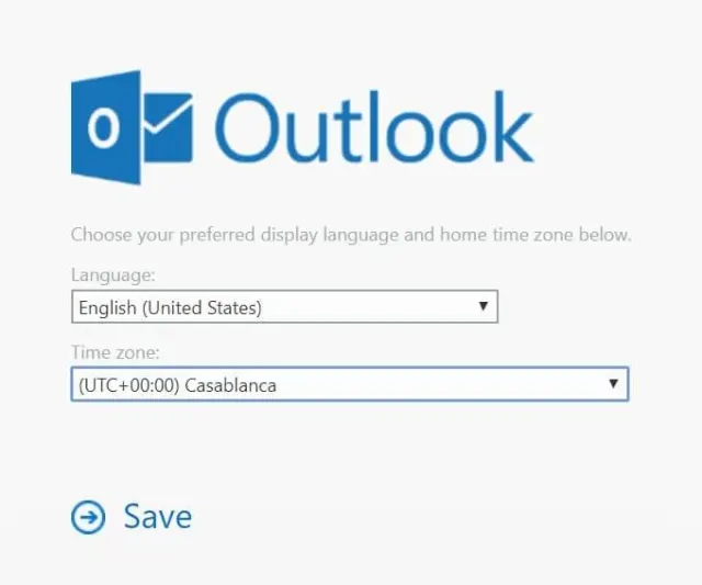 إعداد لغة العرض والمنطقة الزمنية الدار البيضاء في بريد Outlook
